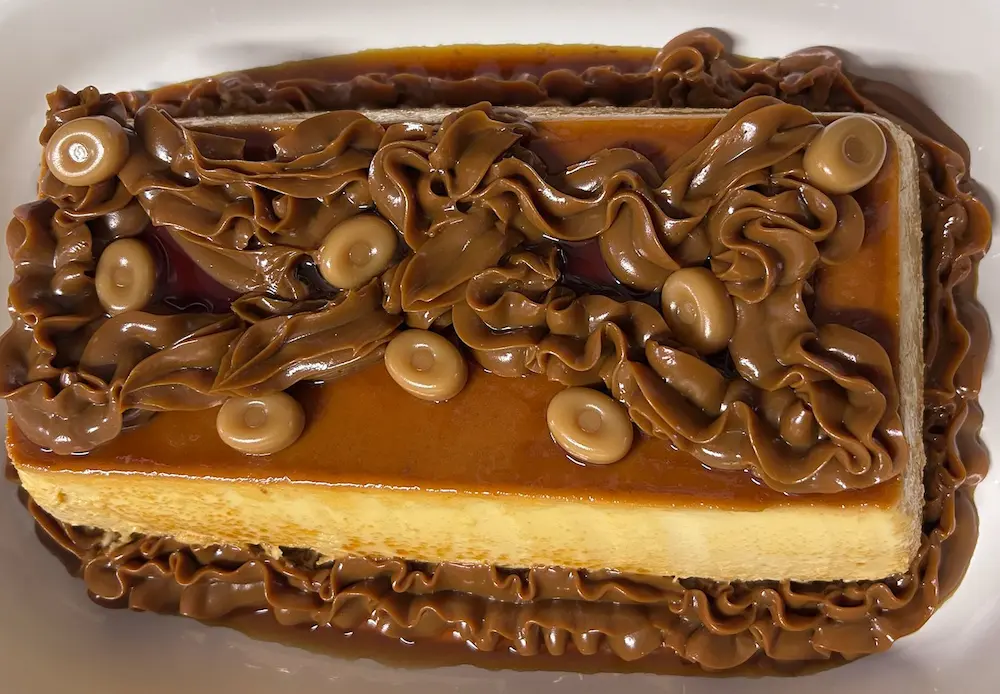 flan rectangular decorado